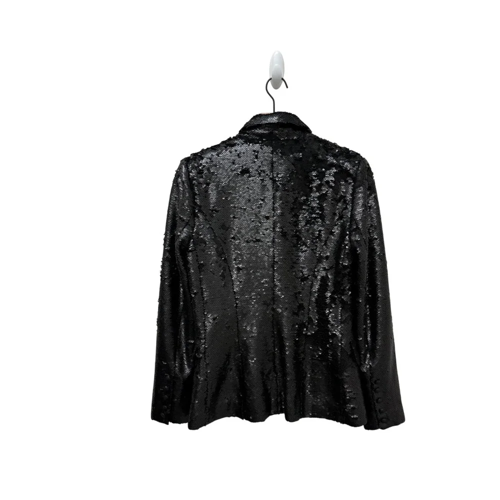 L'Agence Kenzie Double-Breasted Sequin Blazer Black‎ Jacket Size Medium